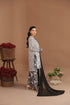 Monochrome Printed 3-Piece Suit with Black Chiffon Dupatta