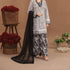 Monochrome Printed 3-Piece Suit with Black Chiffon Dupatta