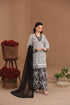 Monochrome Printed 3-Piece Suit with Black Chiffon Dupatta