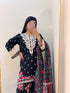 Luxury Black Embroidered 3-Piece Suit with Digital Floral Dupatta