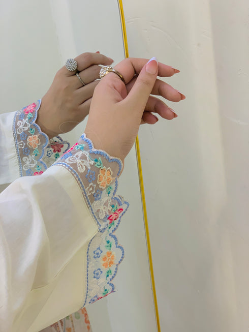 Off-White Embroidered Suit – Elegant & Timeless