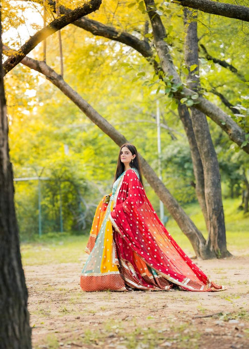 Elegant Yellow & Orange Floral Ethnic Suit with Embroidered Dupatta