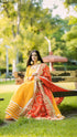 Elegant Yellow & Orange Floral Ethnic Suit with Embroidered Dupatta