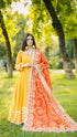 Elegant Yellow & Orange Floral Ethnic Suit with Embroidered Dupatta