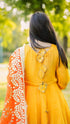 Elegant Yellow & Orange Floral Ethnic Suit with Embroidered Dupatta