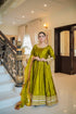 Olive Royal Silk Maxi with Embellished Dupatta – Custom Collection
