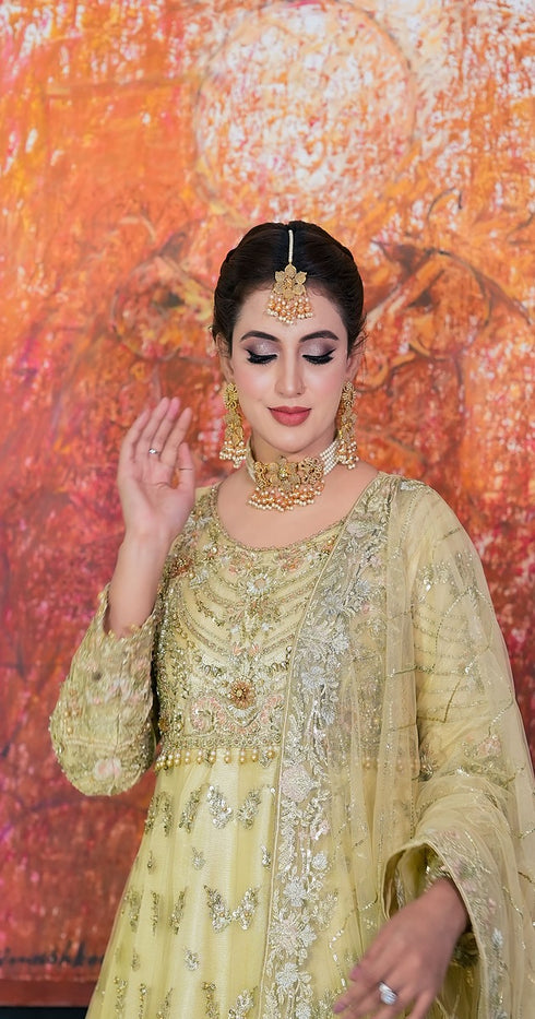 Aimen — Luxury Skin Gold Fully Embellished Long Maxi (3-Piece Premium Formal Wear)