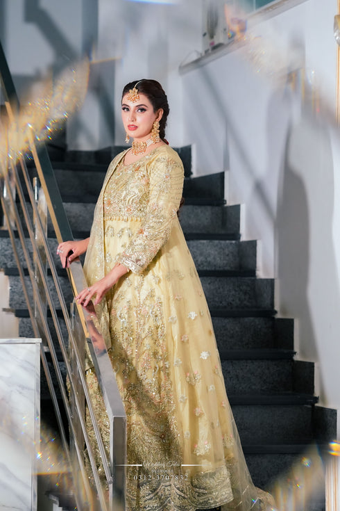 Aimen — Luxury Skin Gold Fully Embellished Long Maxi (3-Piece Premium Formal Wear)
