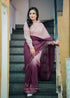Rosé Twilight Ombre chiffon saree in mauve & plum gradient