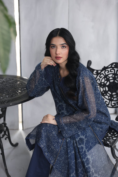 Meena-Elegant Indigo Printed 3 Piece Lawn Suit