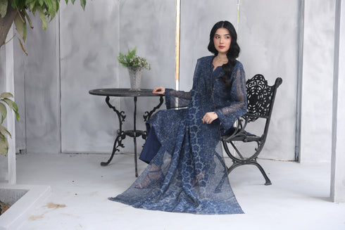 Meena-Elegant Indigo Printed 3 Piece Lawn Suit