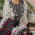 Vanilla & Black Embroidered Lawn Suit with Vibrant Floral Dupatta