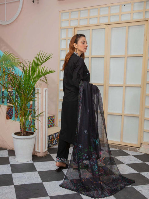 Elegant Black Embroidered Suit – Sophisticated & Timeless