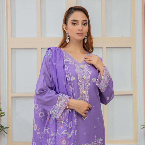 Elegant Purple Embroidered Suit Luxurious & Stylish
