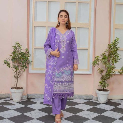 Elegant Purple Embroidered Suit Luxurious & Stylish