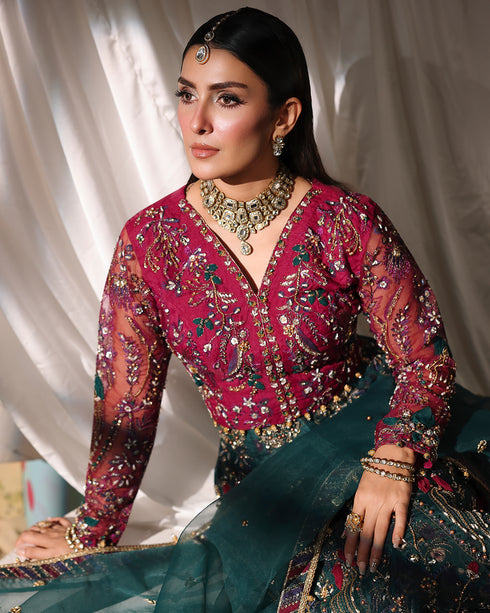 Moonlight-ethereal Organza Choli & Lehenga Set with Spangle, 3D & Gotta Patti Embellishments