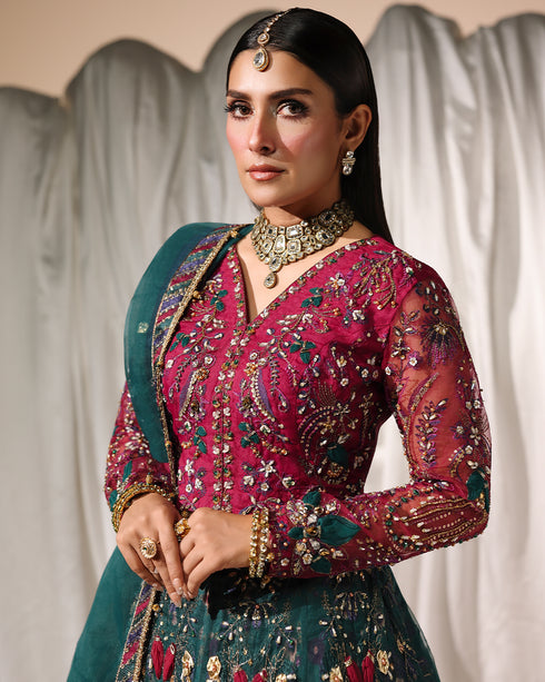 Moonlight-ethereal Organza Choli & Lehenga Set with Spangle, 3D & Gotta Patti Embellishments