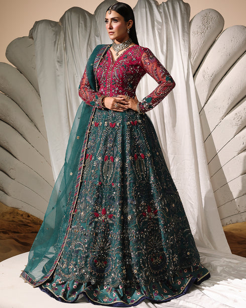 Moonlight-ethereal Organza Choli & Lehenga Set with Spangle, 3D & Gotta Patti Embellishments