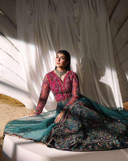 Moonlight-ethereal Organza Choli & Lehenga Set with Spangle, 3D & Gotta Patti Embellishments