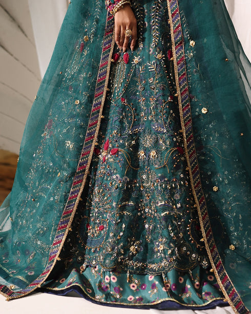 Moonlight-ethereal Organza Choli & Lehenga Set with Spangle, 3D & Gotta Patti Embellishments