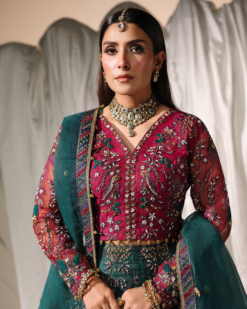 Moonlight-ethereal Organza Choli & Lehenga Set with Spangle, 3D & Gotta Patti Embellishments