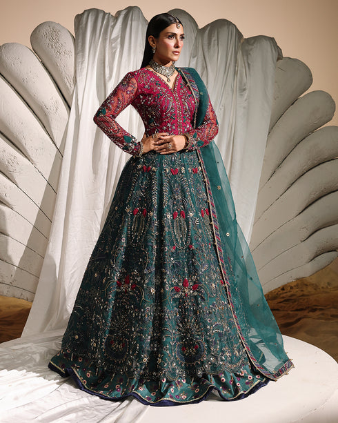 Moonlight-ethereal Organza Choli & Lehenga Set with Spangle, 3D & Gotta Patti Embellishments
