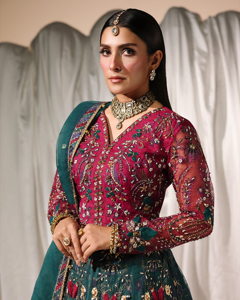 Moonlight-ethereal Organza Choli & Lehenga Set with Spangle, 3D & Gotta Patti Embellishments