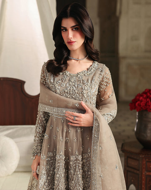 MAYAL-luxury Organza Peplum & Shararah 3-Piece — Heavy Handworked Formal Ensemble