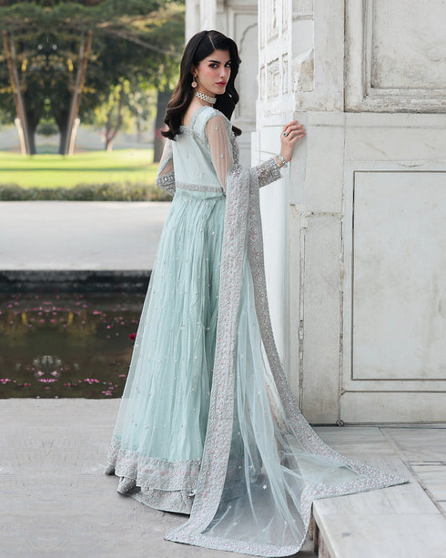 Roop-net Maxi & Viscose Crushed Lehenga Set with Sequin, Pearl & 3D Embellishments