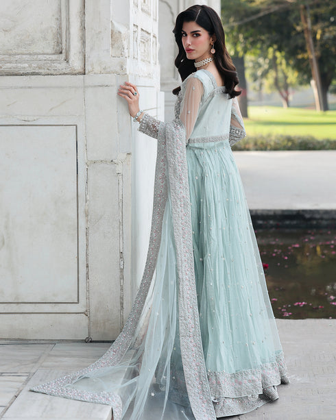 Roop-net Maxi & Viscose Crushed Lehenga Set with Sequin, Pearl & 3D Embellishments