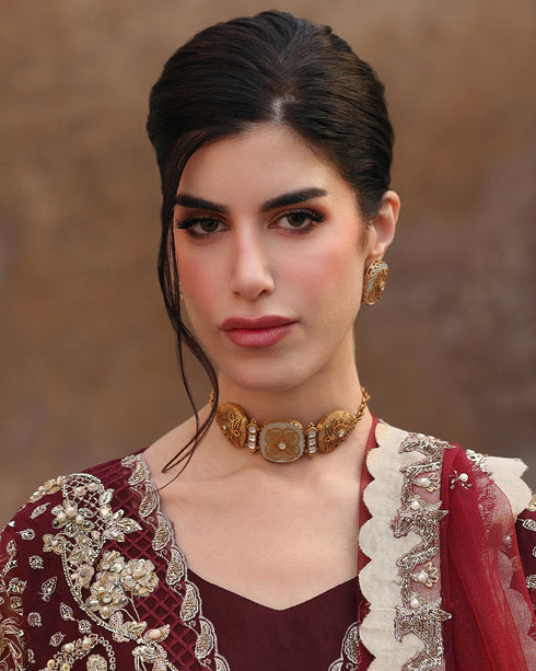 MEHAV-luxury Handworked Front-Open Organza Gown — 3-Piece Premium Formal Set