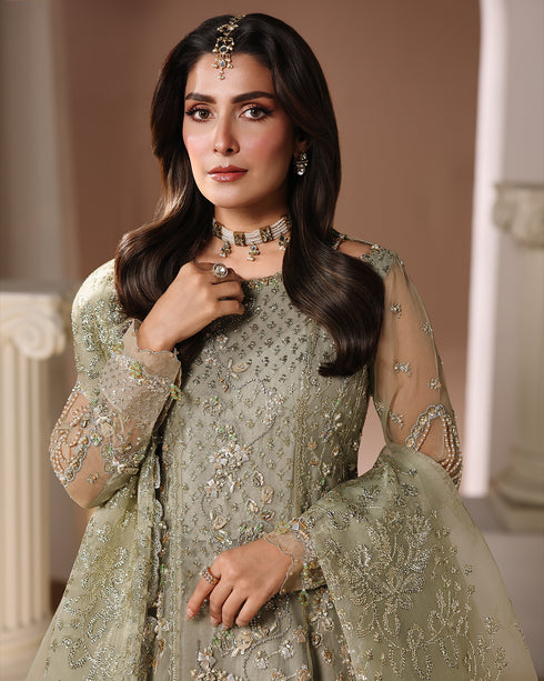 ISVIL-organza Maxi & Viscose Lehenga Set with Sequin, 3D Floral & Handcrafted Embellishments