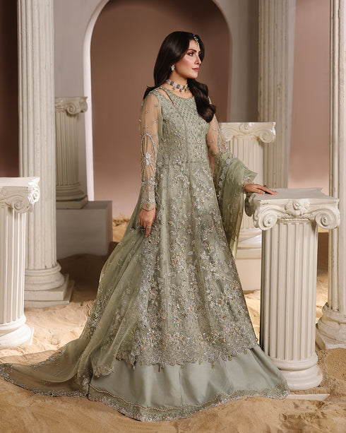 ISVIL-organza Maxi & Viscose Lehenga Set with Sequin, 3D Floral & Handcrafted Embellishments