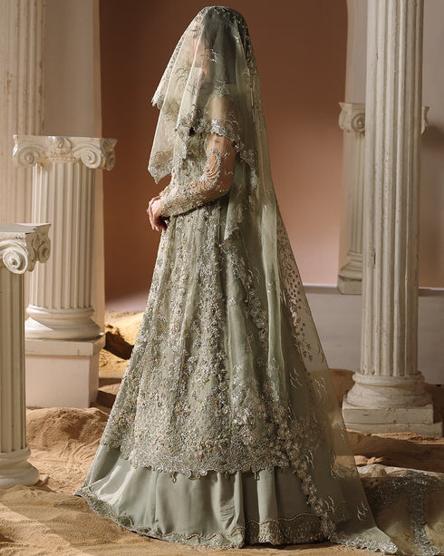 ISVIL-organza Maxi & Viscose Lehenga Set with Sequin, 3D Floral & Handcrafted Embellishments