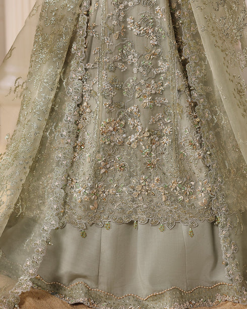 ISVIL-organza Maxi & Viscose Lehenga Set with Sequin, 3D Floral & Handcrafted Embellishments