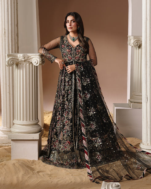 DALIA-net Open Maxi with Sequin, 3D Floral & Digital Print Inner