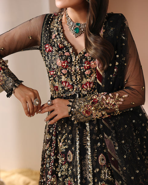 DALIA-net Open Maxi with Sequin, 3D Floral & Digital Print Inner