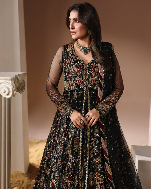 DALIA-net Open Maxi with Sequin, 3D Floral & Digital Print Inner