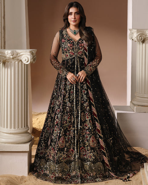 DALIA-net Open Maxi with Sequin, 3D Floral & Digital Print Inner