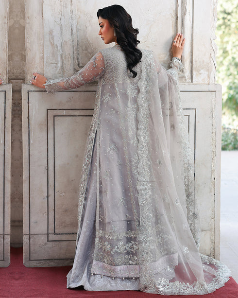 SUMAN-organza Front-Open Gown with Sequin, Velvet & 3D Embellishments