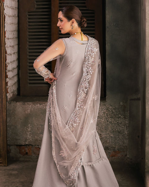 RAANI Elegant Net Gown with Handcrafted Embellishments & Viscose Shararah Set