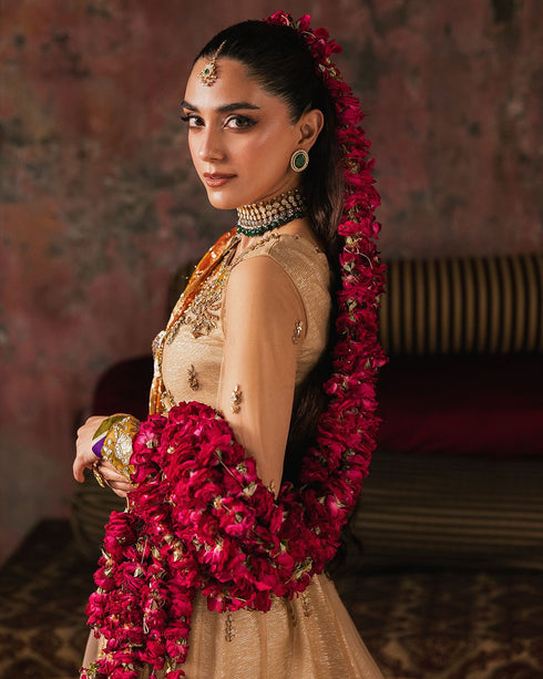 ZAIB Exquisite Organza Maxi & Viscose Set with Jamawar Potli