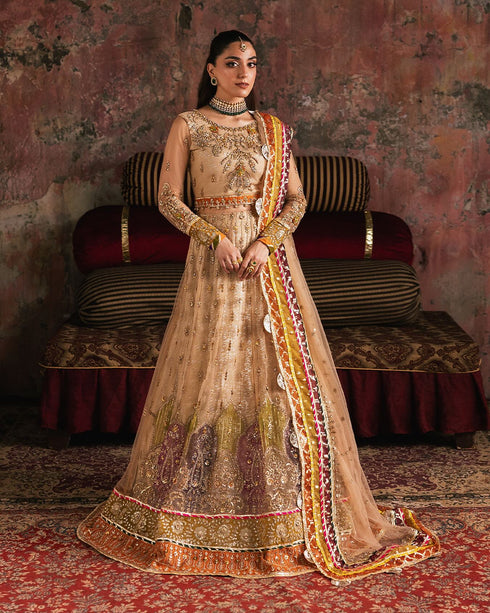 ZAIB Exquisite Organza Maxi & Viscose Set with Jamawar Potli