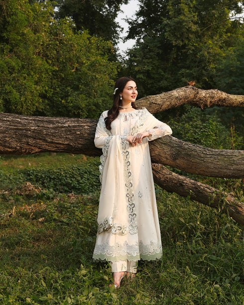 Pearl-Premium Chikankari & Organza Maxi 3-Piece Set