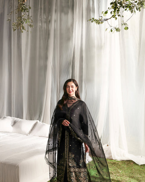 IRIS-Luxurious Chikankari Jacquard 3-Piece Ensemble